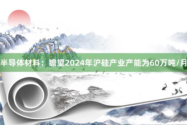 半导体材料：瞻望2024年沪硅产业产能为60万吨/月