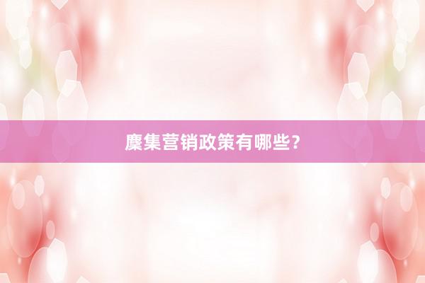 麇集营销政策有哪些？